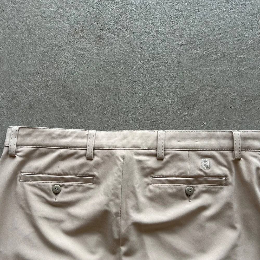 FJ FootJoy Golf Pants Mens 38x32 Tan Khaki Performance‎ Stretch Flat Front Poly